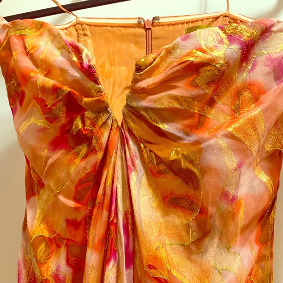 Nicole Miller full length silk strapless dress